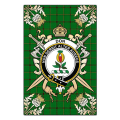 Clan Don Tartan Crest Black Garden Flag - Gold Thistle UZ55 Clan Don Tartan Today