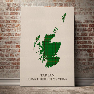 Clan Don (Tribe-of-Mar) Tartan Scotland Map Canvas “Tartan Runs Through My Veins” Wall Art AE20