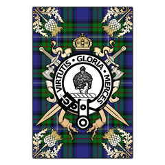 Clan Donnachaidh Tartan Crest Black Garden Flag - Gold Thistle AY94 Clan Don Tartan Today