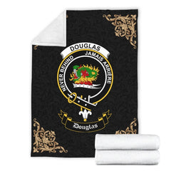 Clan Douglas Crest Tartan Premium Blanket Black NO69 Clan Douglas Tartan Today