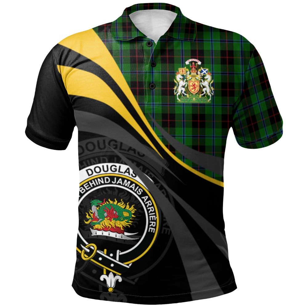 Clan Douglas Black Tartan Polo Shirt - Royal Coat Of Arms Style NT82 Douglas Black Tartan Tartan Polo