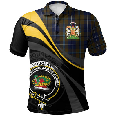 Clan Douglas Brown Tartan Polo Shirt - Royal Coat Of Arms Style