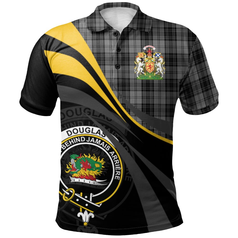 Clan Douglas Grey Tartan Polo Shirt - Royal Coat Of Arms Style KO58 Douglas Grey Tartan Tartan Polo