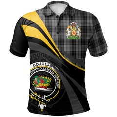 Clan Douglas Grey Tartan Polo Shirt - Royal Coat Of Arms Style KO58 Douglas Grey Tartan Tartan Polo
