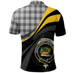 Clan Douglas Grey Modern Tartan Polo Shirt - Royal Coat Of Arms Style DO59 Douglas Grey Modern Tartan Tartan Polo