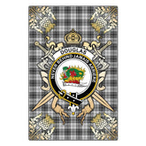 Clan Douglas Grey Modern Tartan Crest Black Garden Flag - Gold Thistle CS18 Clan Douglas Tartan Today