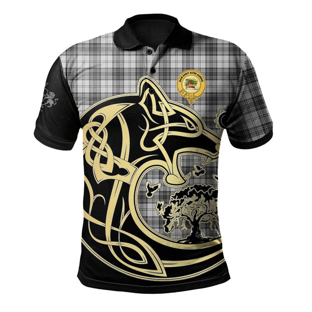 Clan Douglas Grey Modern Tartan Polo Shirt Viking Wolf QZ96 Douglas Grey Modern Tartan Tartan Polo