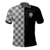 Clan Douglas Grey Modern Tartan Polo Shirt Half of Me - Cross Style KX18 Douglas Grey Modern Tartan Tartan Polo