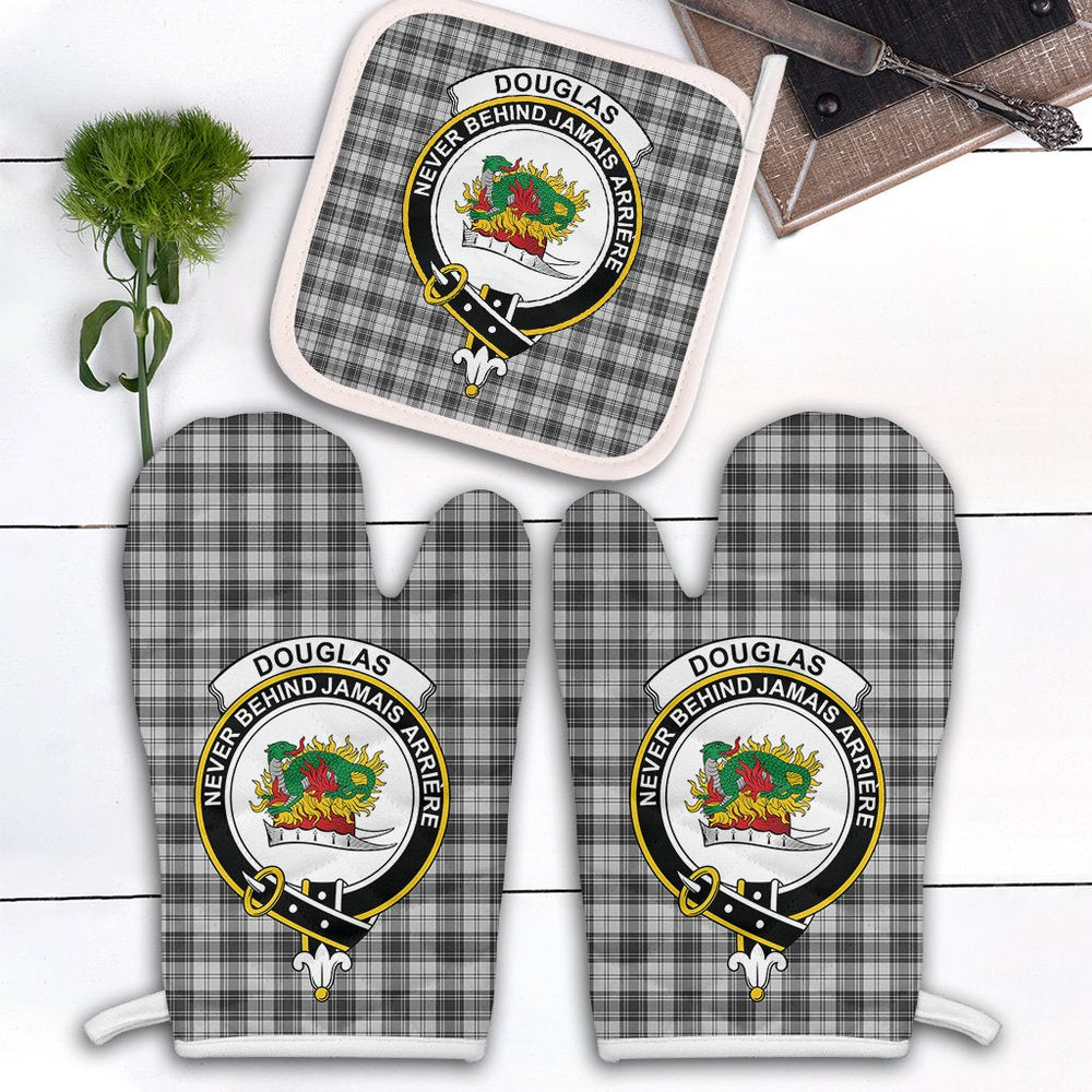 Clan Douglas Grey Modern Tartan Crest Oven Mitt And Pot Holder (2 Oven Mitts + 1 Pot Holder) FO20 Clan Douglas Tartan Today