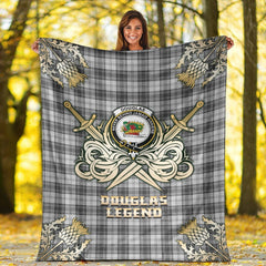Clan Douglas Grey Modern Tartan Gold Courage Symbol Blanket DL35 Clan Douglas Tartan Today