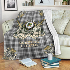 Clan Douglas Grey Modern Tartan Gold Courage Symbol Blanket DL35 Clan Douglas Tartan Today