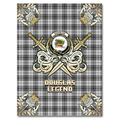 Clan Douglas Grey Modern Tartan Gold Courage Symbol Blanket DL35 Clan Douglas Tartan Today