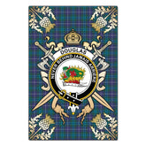 Clan Douglas Modern Tartan Crest Black Garden Flag - Gold Thistle VR61 Clan Douglas Tartan Today