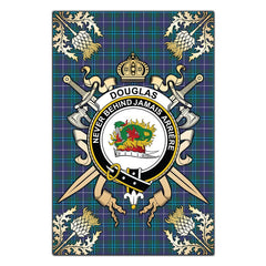 Clan Douglas Modern Tartan Crest Black Garden Flag - Gold Thistle VR61 Clan Douglas Tartan Today