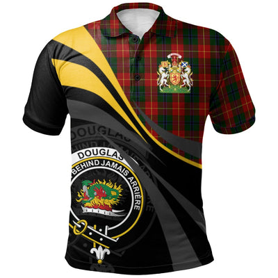 Clan Douglas of Roxburgh Tartan Polo Shirt - Royal Coat Of Arms Style