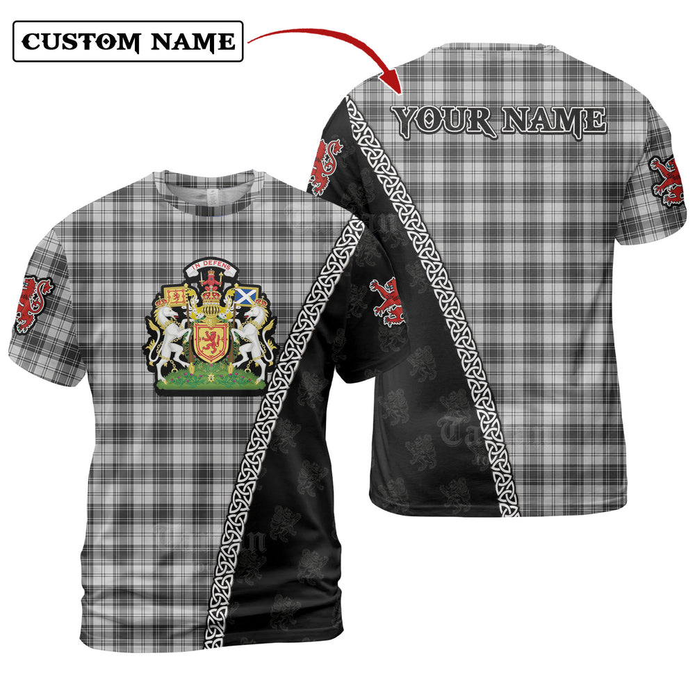 Douglas Grey Modern Tartan Shirt with Scotland Coat of Arms & Custom Name GB71