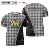 Douglas Grey Modern Tartan Shirt with Scotland Coat of Arms & Custom Name GB71