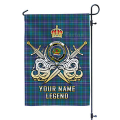 Custom Name Clan Douglas Modern Tartan Garden Flag with Clan Crest and the Golden Sword of Courageous Legacy IH26