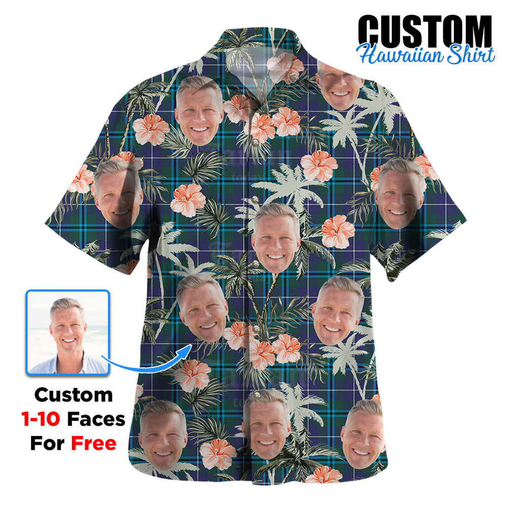 Clan Douglas Modern Tartan Custom Face Hawaiian Shirt – Unisex Gift for Family Members, Summer Party CG49 Douglas Modern Tartan Tartan Hawaii Shirt