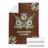 Clan Drummond Tartan Gold Courage Symbol Blanket GU55 Clan Drummond Tartan Today