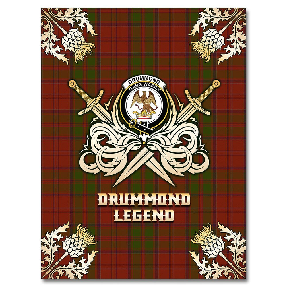 Clan Drummond Tartan Gold Courage Symbol Blanket GU55 Clan Drummond Tartan Today