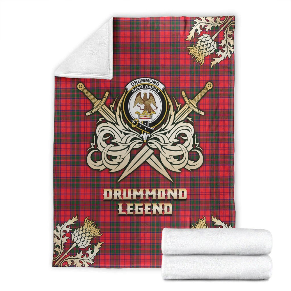 Clan Drummond Modern Tartan Gold Courage Symbol Blanket JG16 Clan Drummond Tartan Today