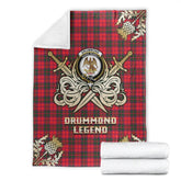 Clan Drummond Modern Tartan Gold Courage Symbol Blanket JG16 Clan Drummond Tartan Today