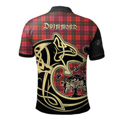 Clan Drummond Modern Tartan Polo Shirt Viking Wolf MF56 Drummond Modern Tartan Tartan Polo