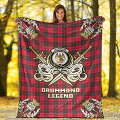 Clan Drummond Modern Tartan Gold Courage Symbol Blanket JG16 Clan Drummond Tartan Today