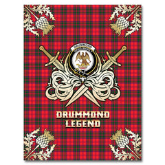 Clan Drummond Modern Tartan Gold Courage Symbol Blanket JG16 Clan Drummond Tartan Today