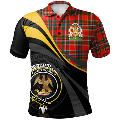 Clan Drummond of Perth Tartan Polo Shirt - Royal Coat Of Arms Style