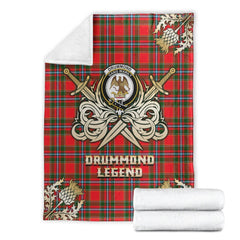 Clan Drummond of Perth Tartan Gold Courage Symbol Blanket ON28 Clan Drummond Tartan Today