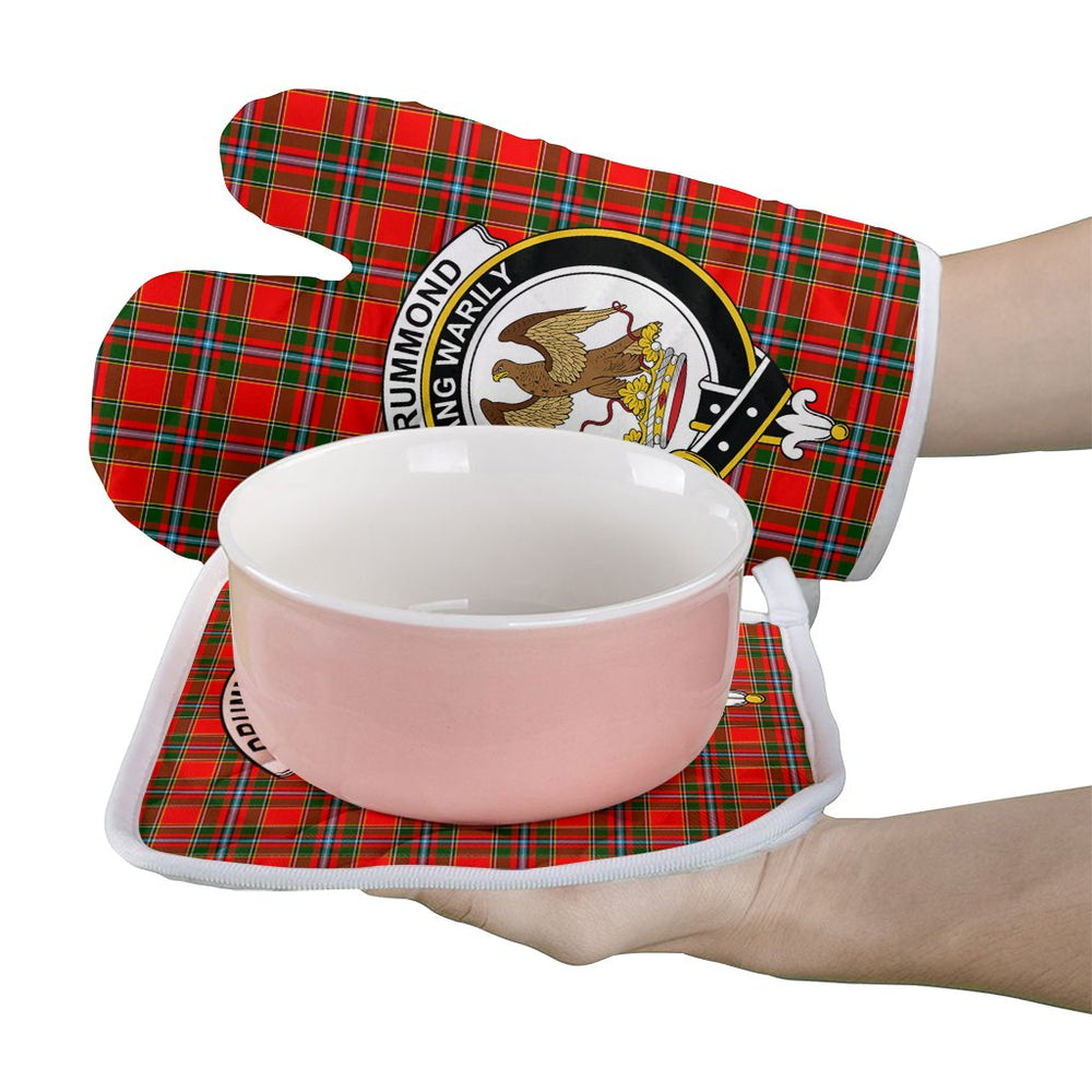 Clan Drummond Of Perth Tartan Crest Oven Mitt And Pot Holder (2 Oven Mitts + 1 Pot Holder) YS64 Clan Drummond Tartan Today