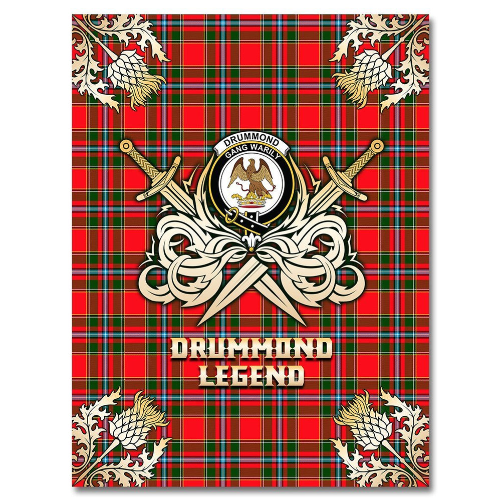 Clan Drummond of Perth Tartan Gold Courage Symbol Blanket ON28 Clan Drummond Tartan Today