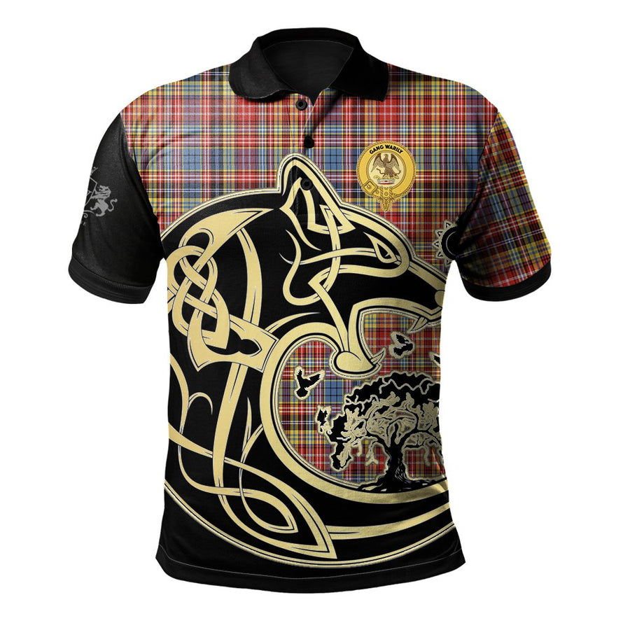 Clan Drummond of Strathallan Tartan Polo Shirt Viking Wolf KR21 Drummond of Strathallan Tartan Tartan Polo