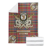 Clan Drummond of Strathallan Tartan Gold Courage Symbol Blanket OD36 Clan Hall Tartan Today