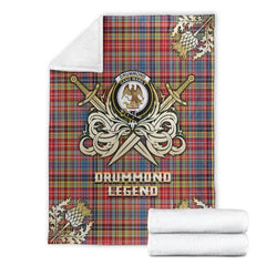Clan Drummond of Strathallan Tartan Gold Courage Symbol Blanket OD36 Clan Hall Tartan Today