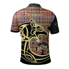 Clan Drummond of Strathallan Tartan Polo Shirt Viking Wolf KR21 Drummond of Strathallan Tartan Tartan Polo