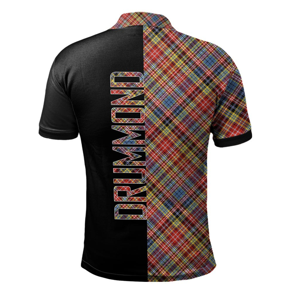 Clan Drummond of Strathallan Tartan Polo Shirt Half of Me - Cross Style FU46 Drummond of Strathallan Tartan Tartan Polo