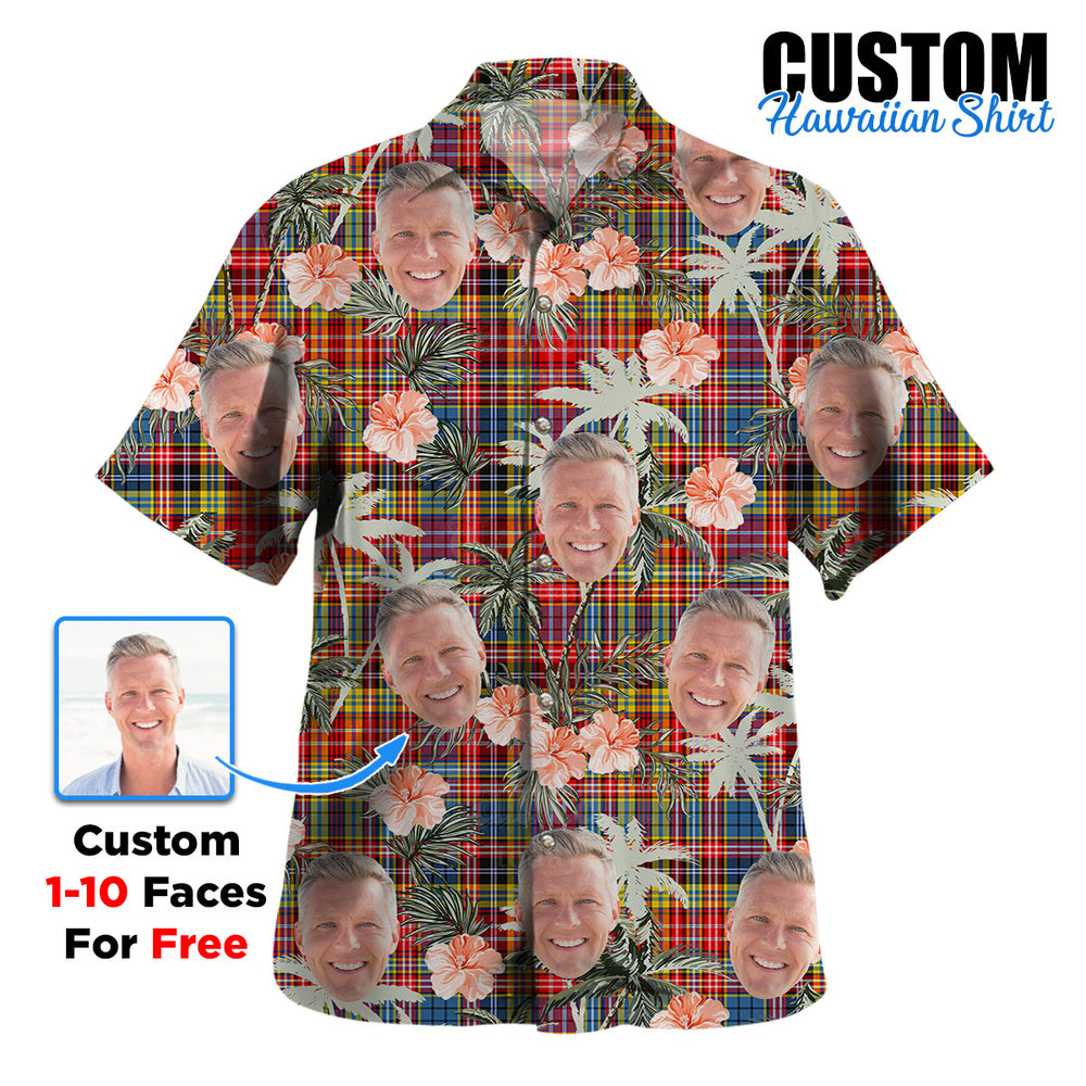 Clan Drummond of Strathallan Tartan Custom Face Hawaiian Shirt – Unisex Gift for Family Members, Summer Party XE88 Drummond of Strathallan Tartan Tartan Hawaii Shirt