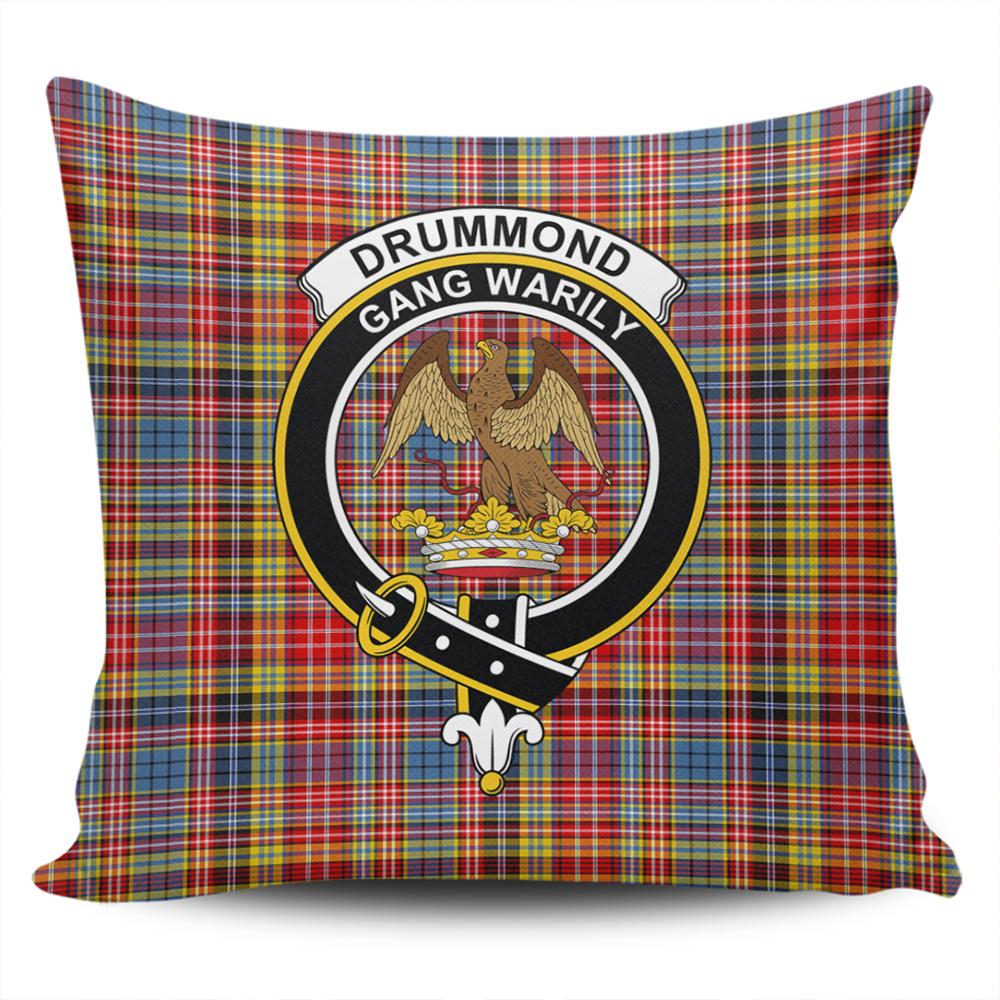 Clan Drummond of Strathallan Tartan Crest Pillow Cover HM18 Clan Hall Tartan Today