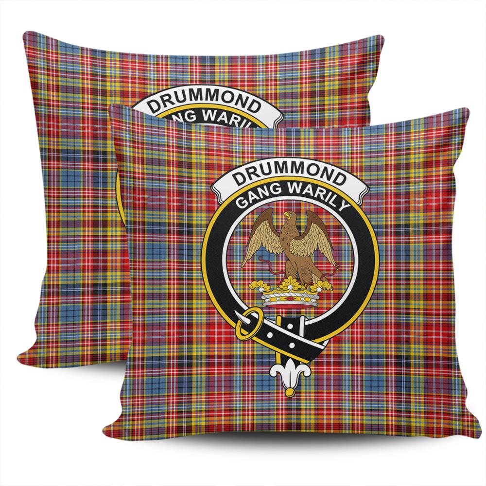 Clan Drummond of Strathallan Tartan Crest Pillow Cover HM18 Clan Hall Tartan Today