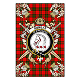 Clan Dunbar Modern Tartan Crest Black Garden Flag - Gold Thistle RK30 Clan Dunbar Tartan Today