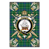 Clan Duncan Ancient Tartan Crest Black Garden Flag - Gold Thistle VB18 Clan Duncan Tartan Today