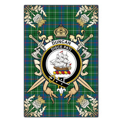 Clan Duncan Ancient Tartan Crest Black Garden Flag - Gold Thistle VB18 Clan Duncan Tartan Today