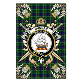 Clan Duncan Modern Tartan Crest Black Garden Flag - Gold Thistle MP24 Clan Duncan Tartan Today