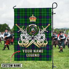 Personalized Custom Name Clan Duncan Modern Tartan Garden Flag with Clan Crest and the Golden Sword of Courageous Legacy ZH55 - Duncan Modern Tartan Design, Scottish Heritage Gift