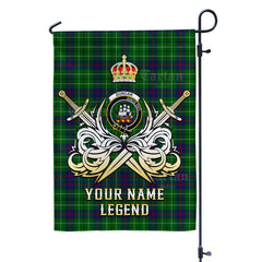 Custom Name Clan Duncan Modern Tartan Garden Flag with Clan Crest and the Golden Sword of Courageous Legacy ZH55