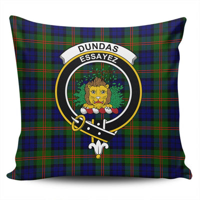 Clan Dundas Modern Tartan Crest Pillow Cover