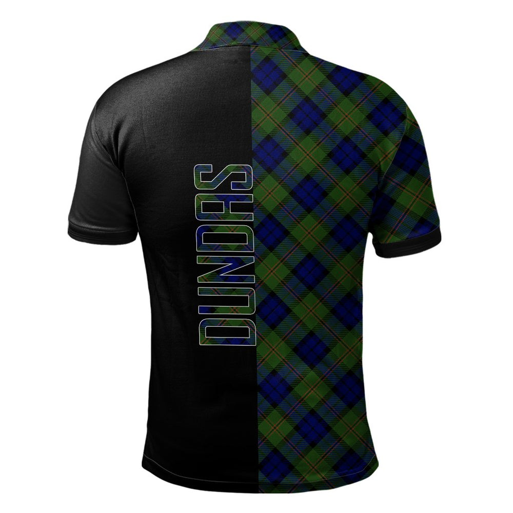 Clan Dundas Modern Tartan Polo Shirt Half of Me - Cross Style ET17 Dundas Modern Tartan Tartan Polo